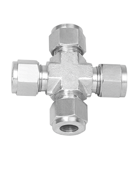 Union Cross Compression fittings - Instruments fittings - up to high pressure 20000 psi - Double Ferrule type with Hardening Process of Back Ferrule - SS316L - Monel - Inconel 625. 825 - Hastelloy C with NACE - ADNOC - Oxy - Tatweer approved